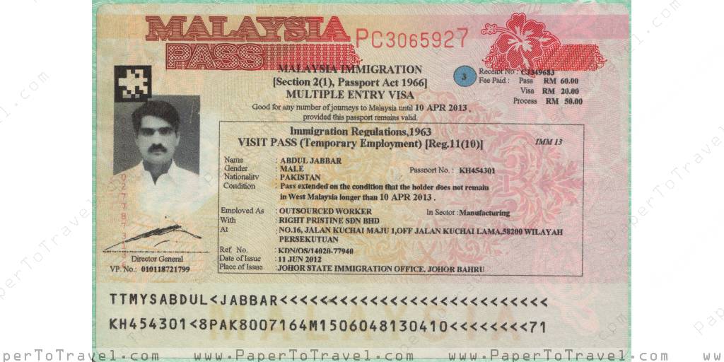 Malaysia Sticker Visa Malaysia Visit Pass For Temporary malaysia-sticker-visa-malaysia-visit-pass-for-temporary
