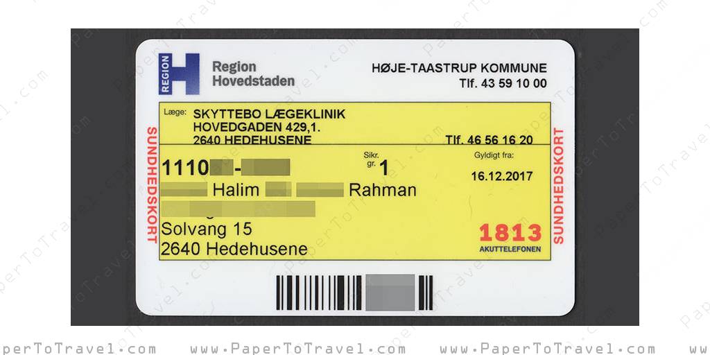 Kingdom of Denmark : Health Insurance Card — Sundhedskort (Høje ...
