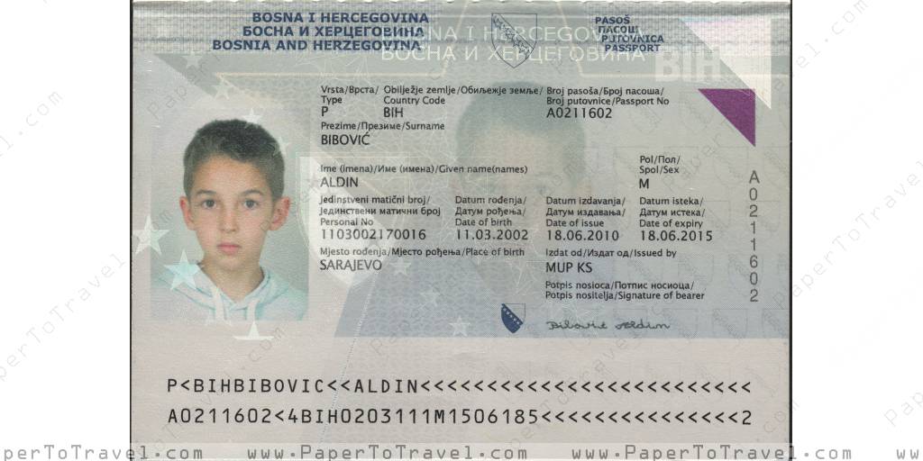 « Biodata Page » Bosnia and Herzegovina : Passport (2010 — 2015) Series