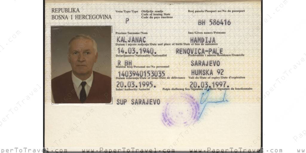 « Biodata Page » Republic of Bosnia and Herzegovina : Passport Series 2