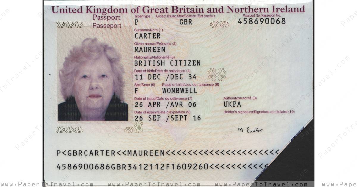 « Biodata » British Passport : United Kingdom of Great Britain